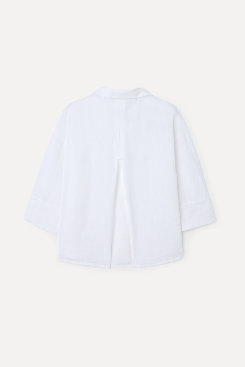 OVERSIZE KISA KOLLU KETEN GÖMLEK