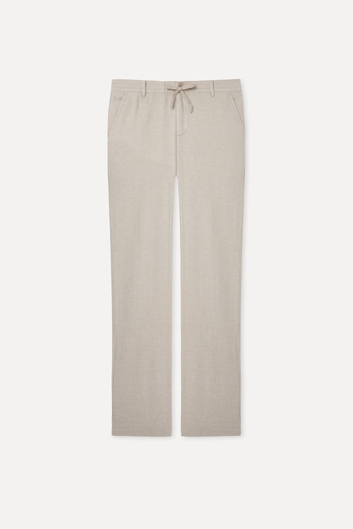 TEKSTÜRLÜ SLIM STRAIGHT FIT PANTOLON