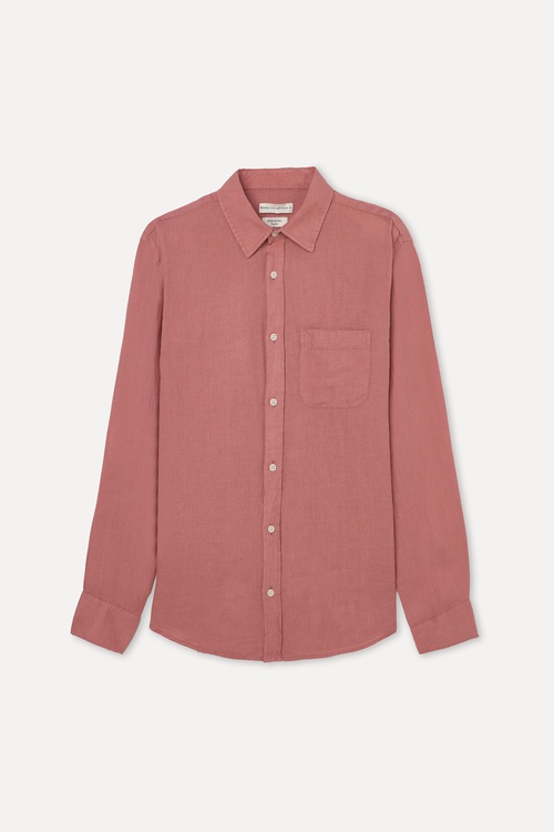 REGULAR FIT UZUN KOLLU KETEN GÖMLEK