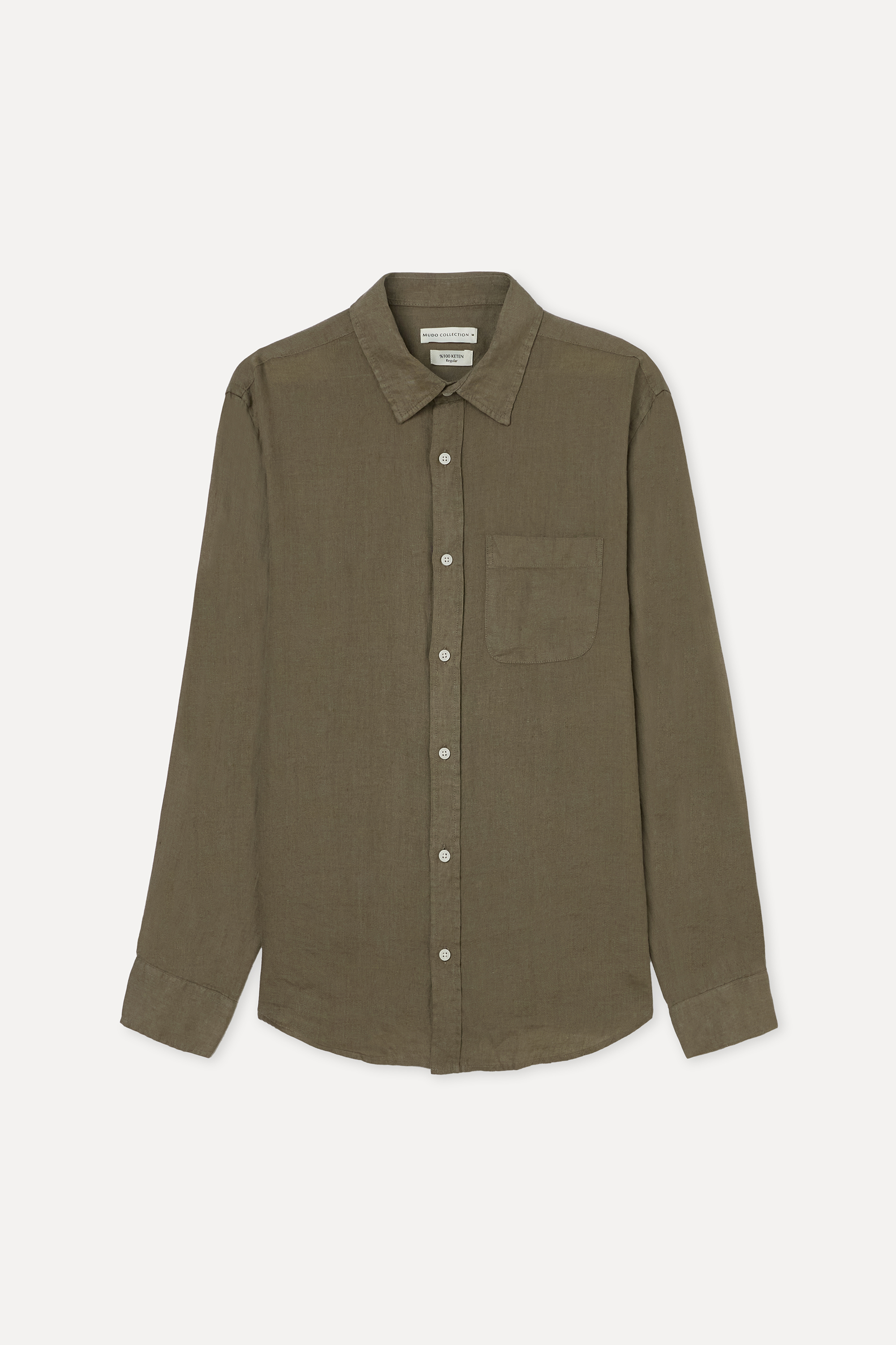 REGULAR FIT UZUN KOLLU KETEN GÖMLEK