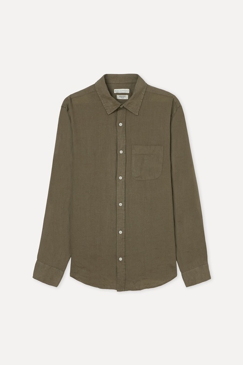  REGULAR FIT UZUN KOLLU KETEN GÖMLEK