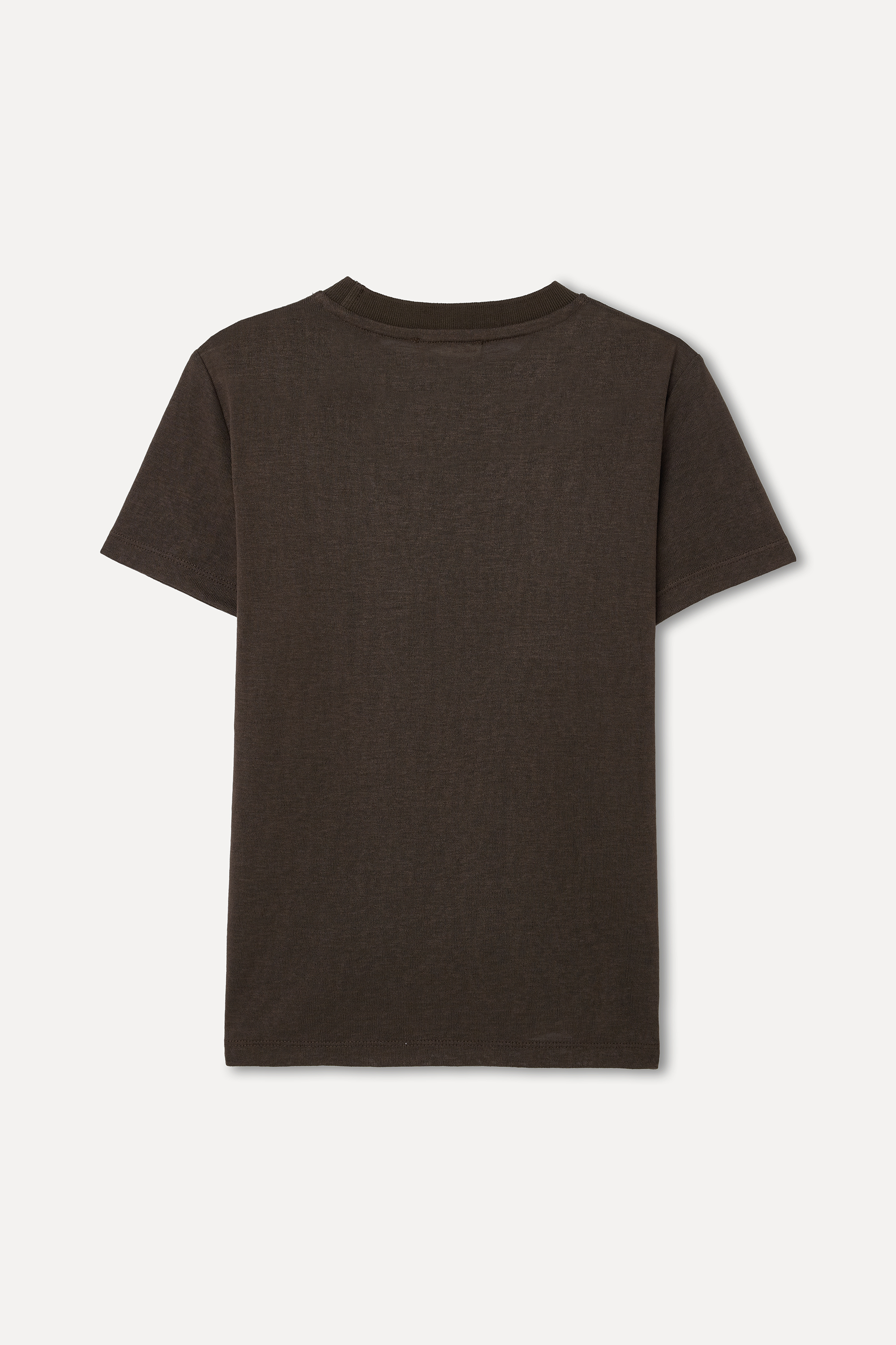 Kadın Kahverengi Bisiklet Yaka T-Shirt