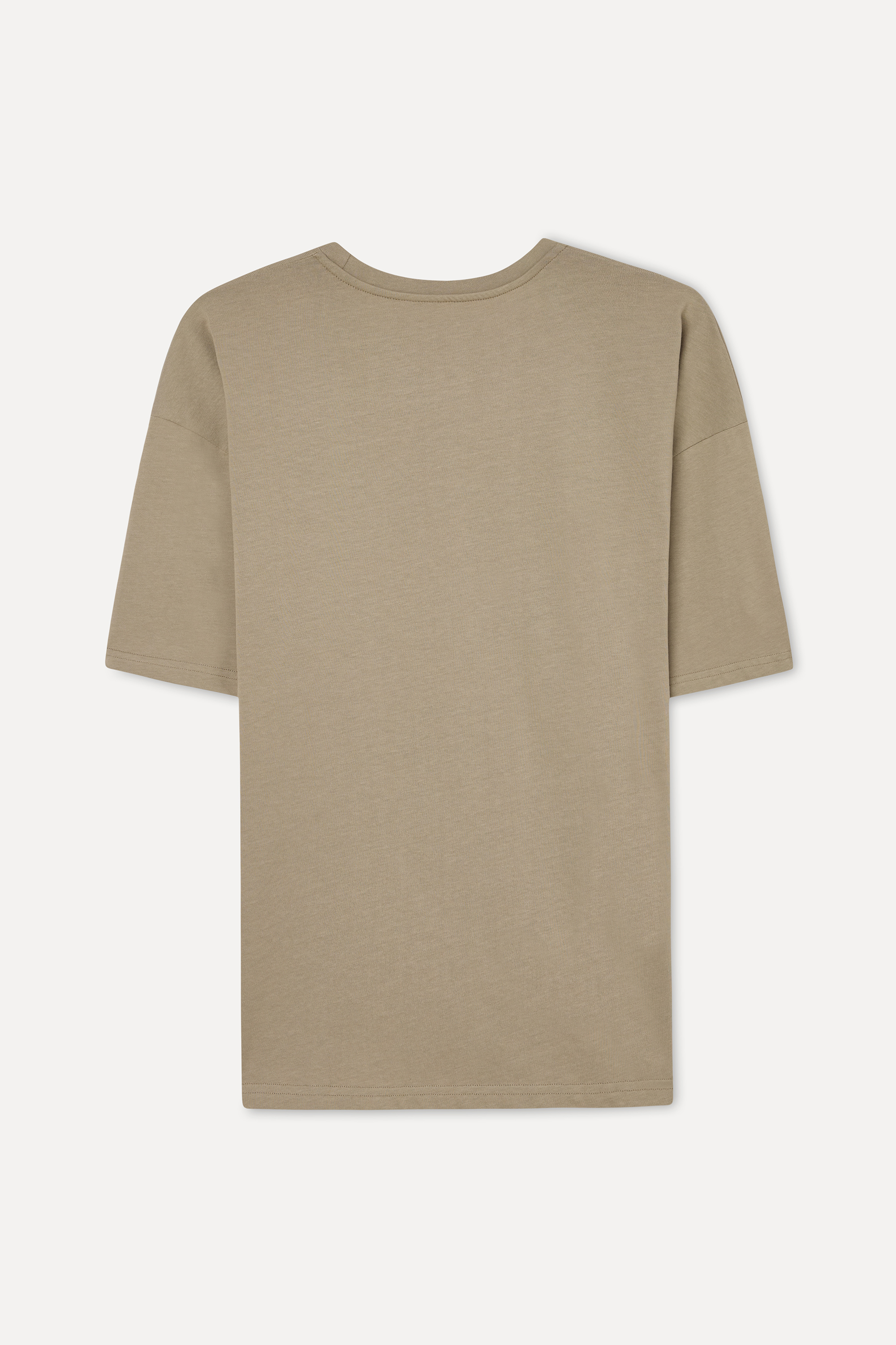 BASKILI OVERSIZE BİSİKLET YAKA T-SHIRT