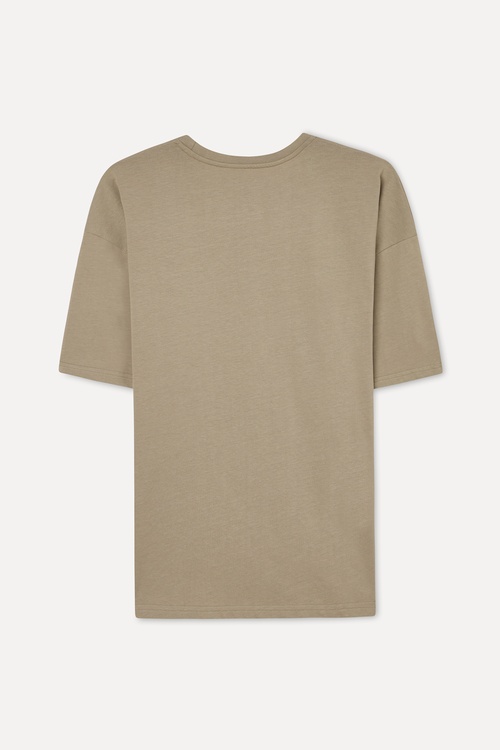  BASKILI OVERSIZE BİSİKLET YAKA T-SHIRT