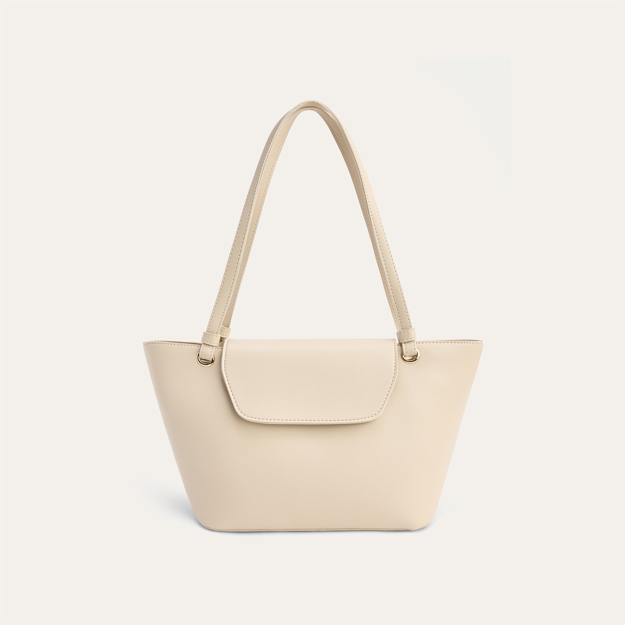 KAPAKLI DERİ GÖRÜNÜMLÜ EL ÇANTASI