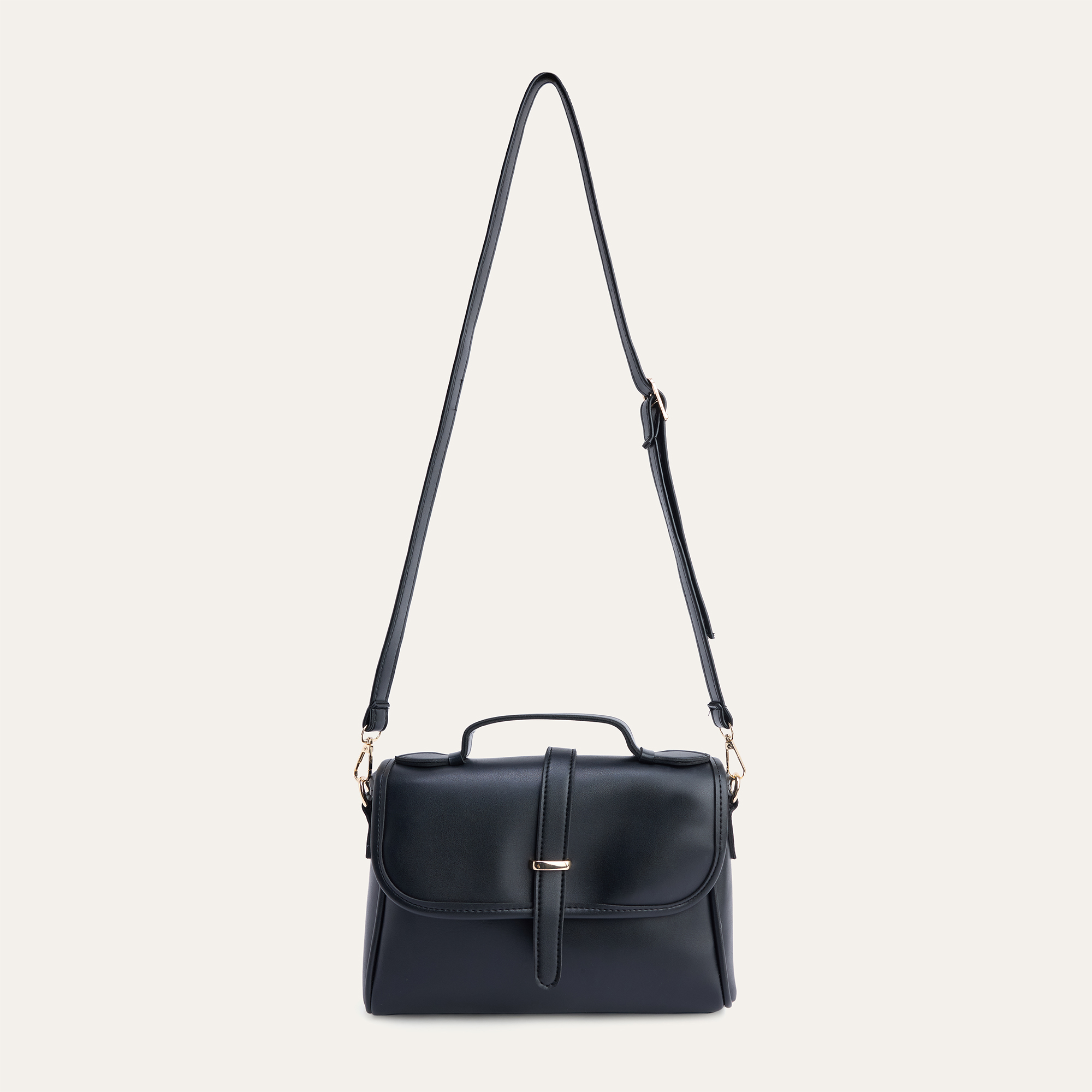 DERİ GÖRÜNÜMLÜ TOKALI OMUZ ÇANTASI