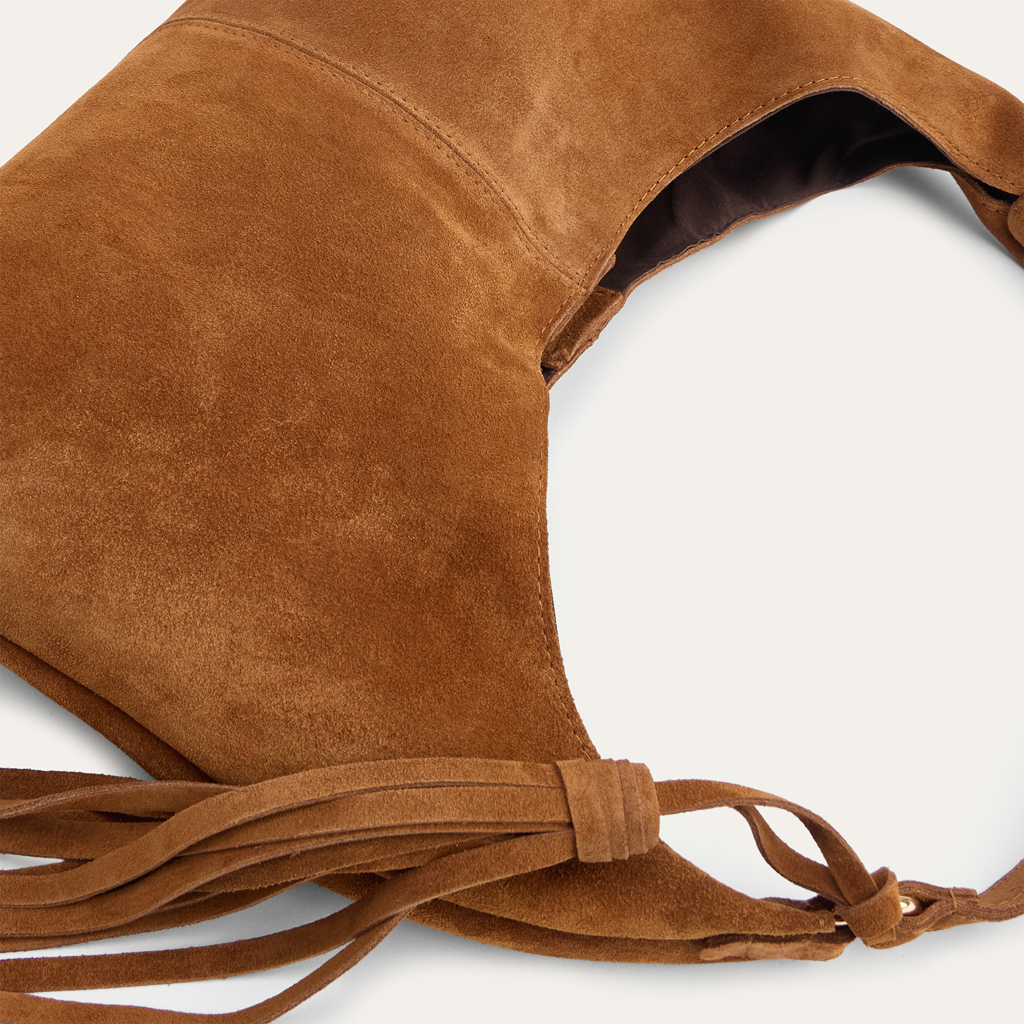 PÜSKÜLLÜ SÜET DERİ EL ÇANTASI