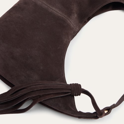 PÜSKÜLLÜ SÜET DERİ EL ÇANTASI