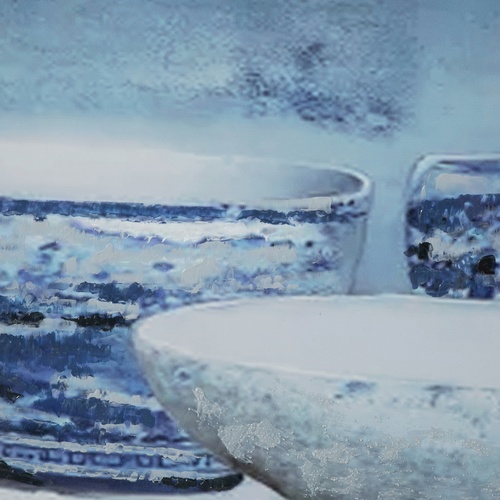 BLUE VESSEL ÇERÇEVELİ YAĞLIBOYA TABLO 63X93 CM