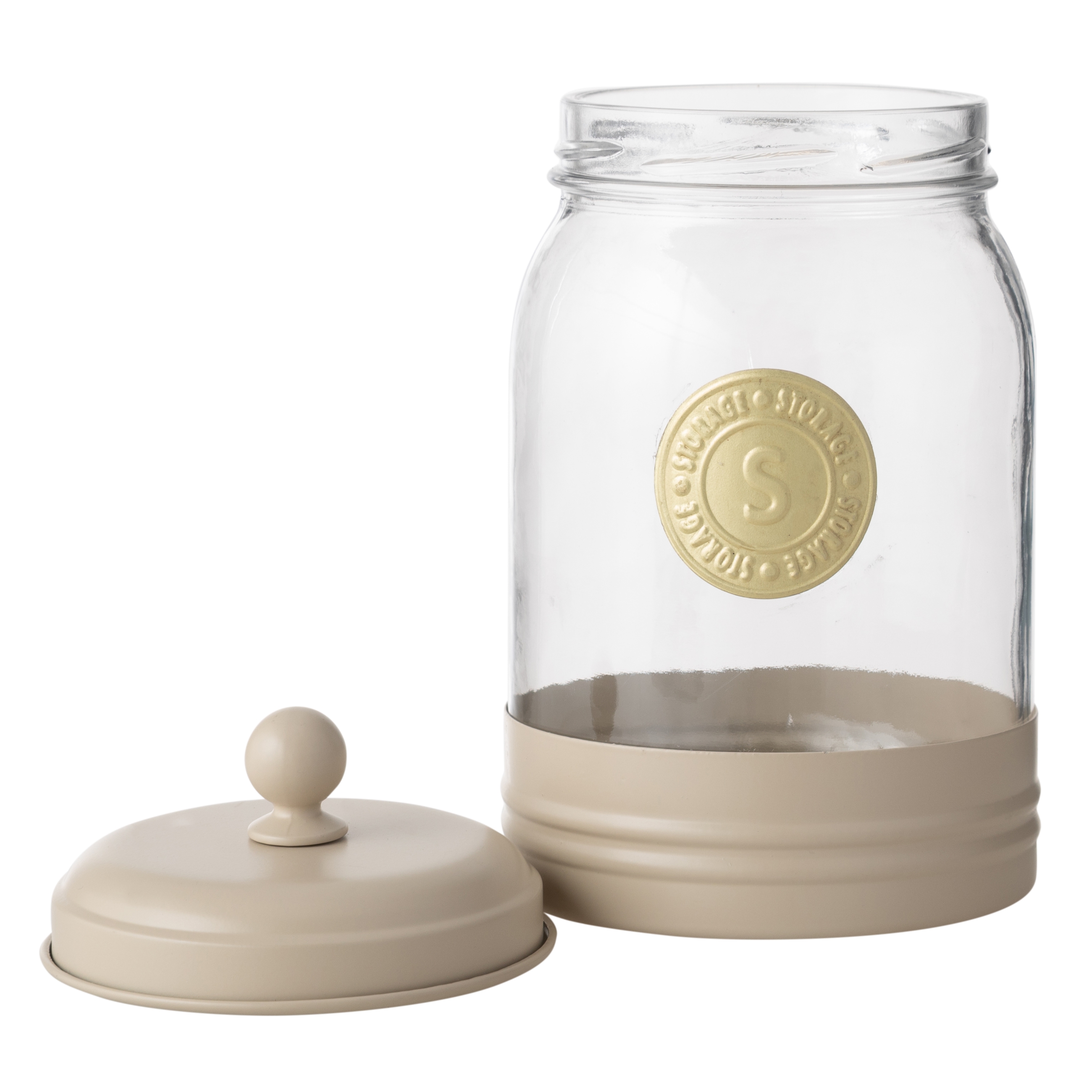 VETRA GALVANIZ DEKORLU KAVANOZ 1,5LT BEJ