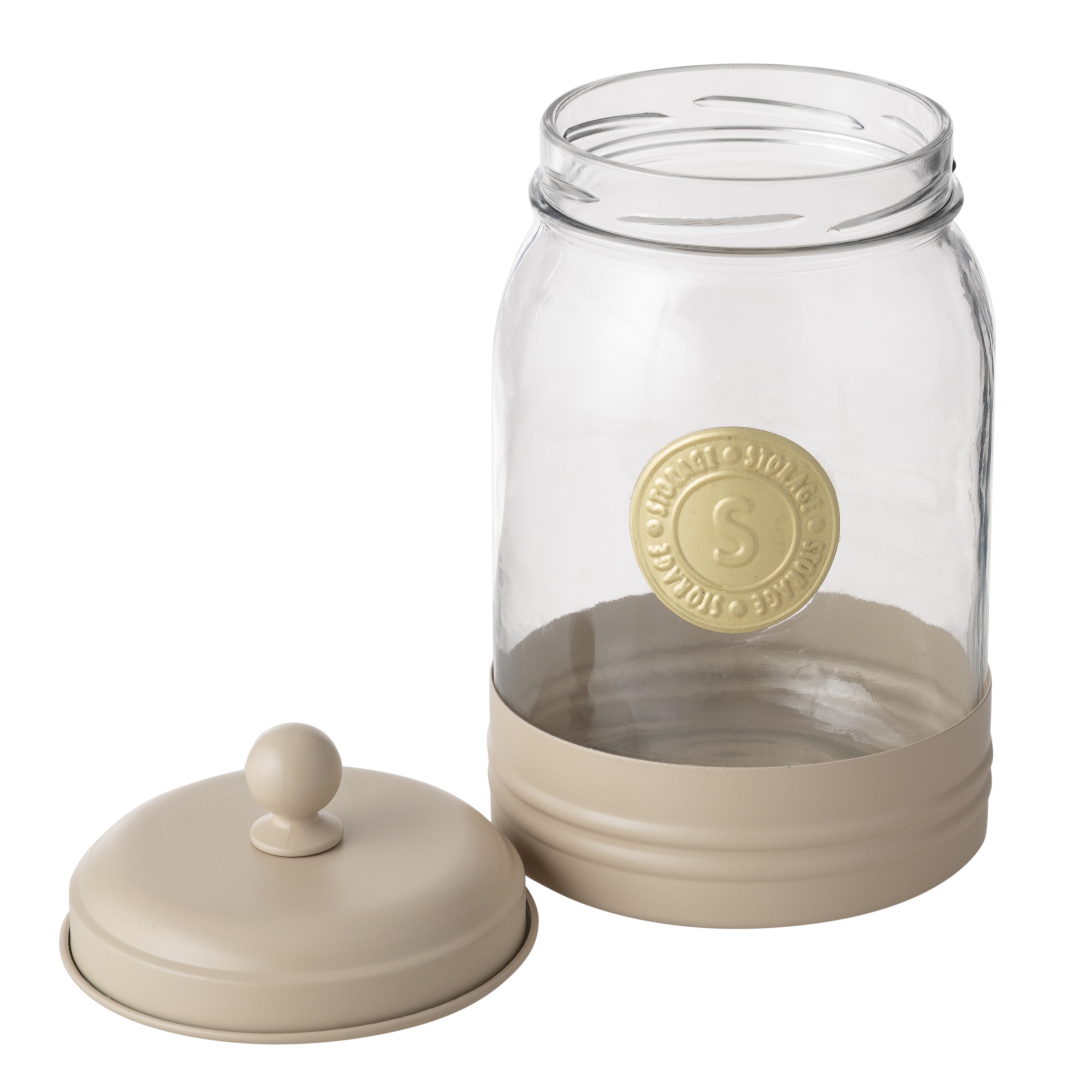 VETRA GALVANIZ DEKORLU KAVANOZ 1,5LT BEJ