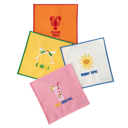 SUMMER NAKIŞLI 4'LÜ KOKTEYL PEÇETE 15X15