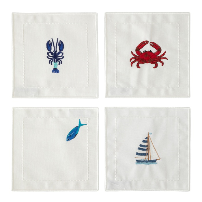 MARINE NAKIŞLI 4'LÜ KOKTEYL PEÇETE 15X15