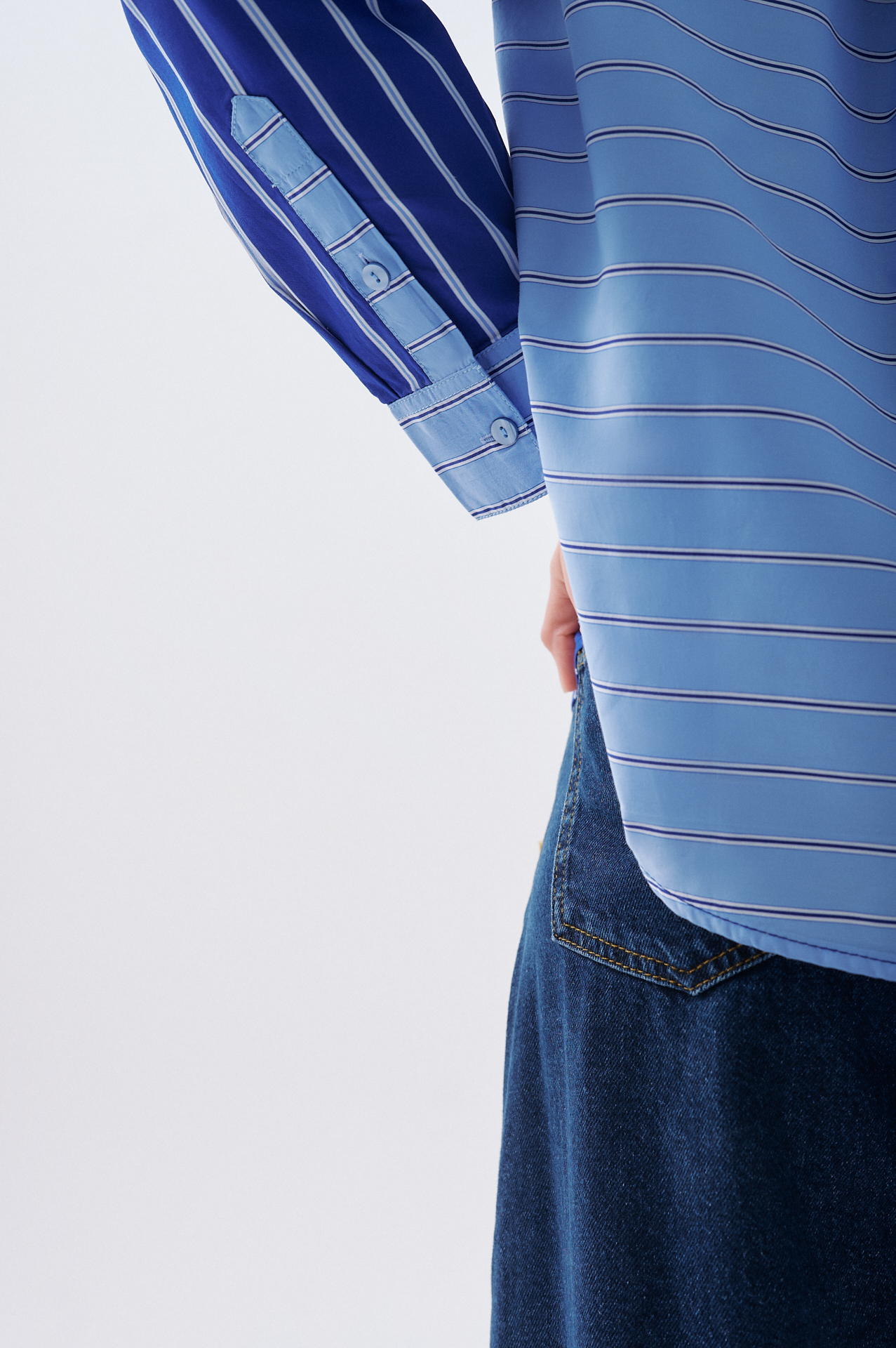 ÇİZGİLİ OVERSIZE CEPLİ GÖMLEK