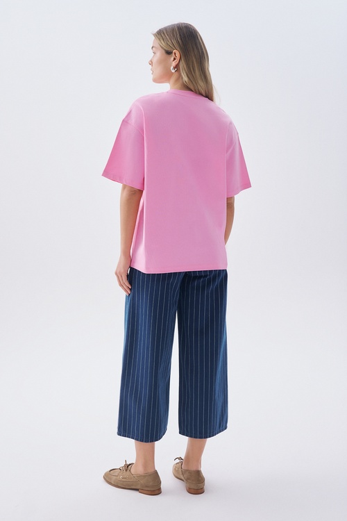 DÜŞÜK KOLLU OVERSIZE BİSİKLET YAKA T-SHIRT