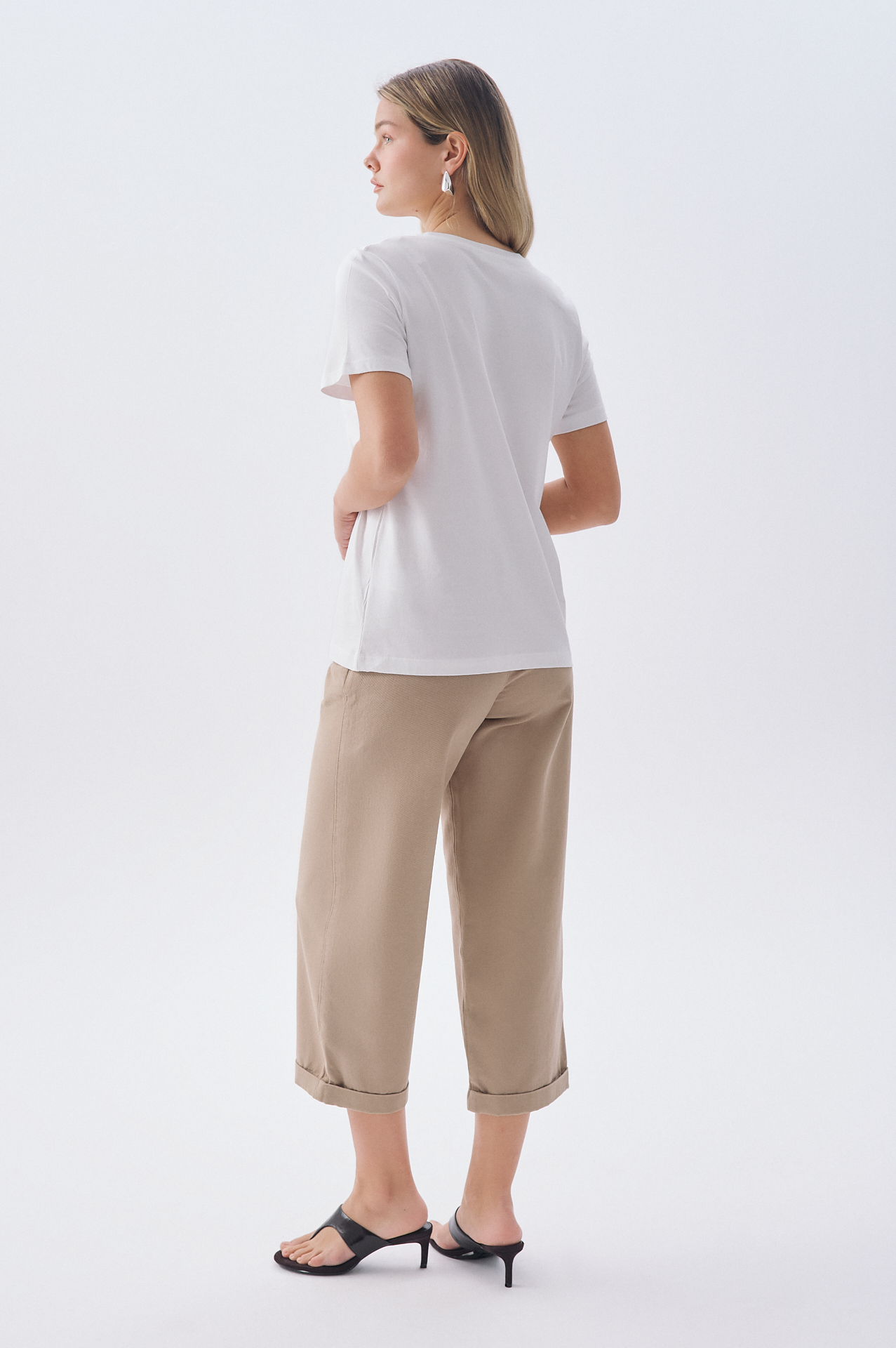 BASKILI LOOSE FIT BİSİKLET YAKA T-SHIRT