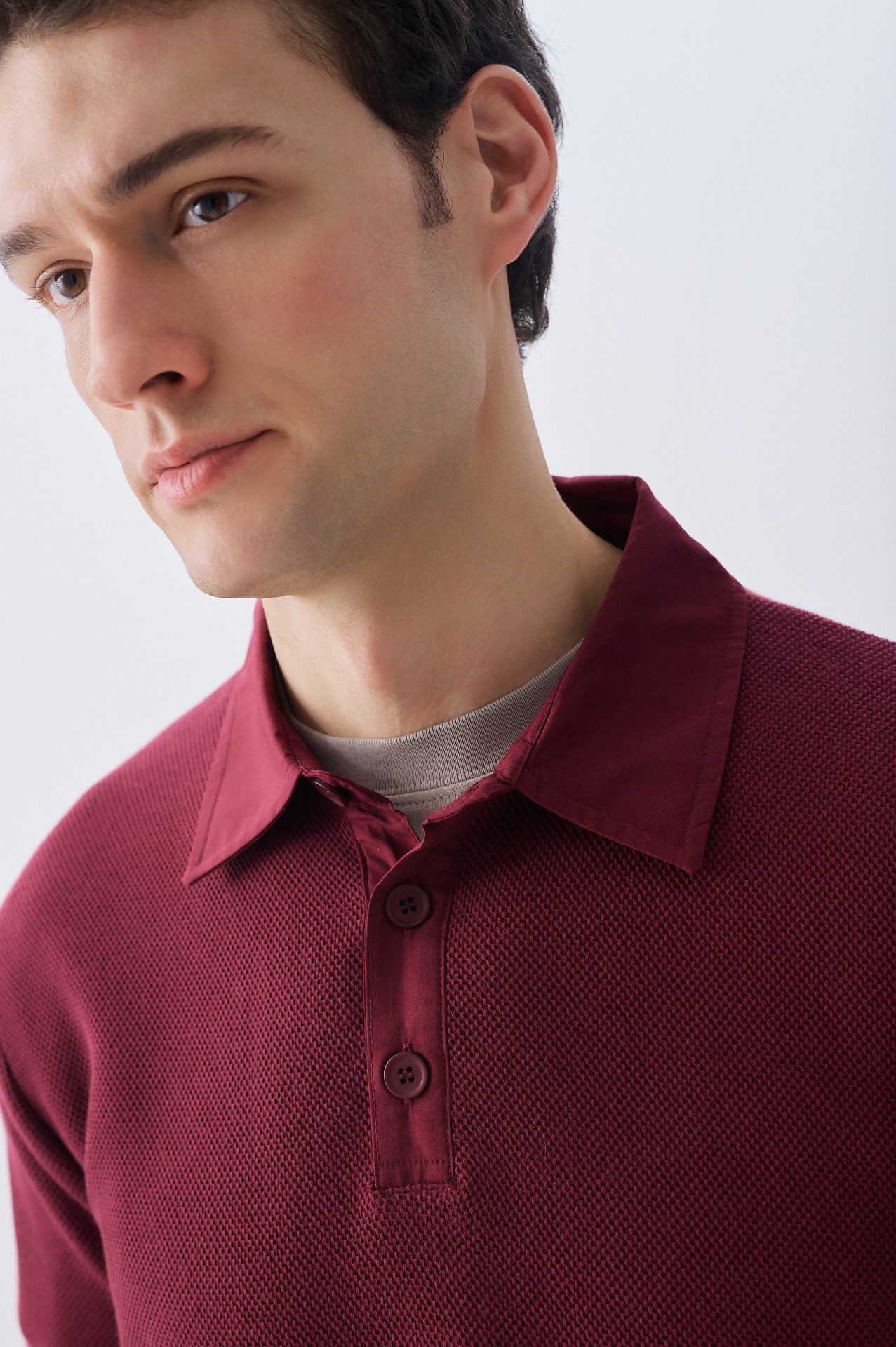 TEKSTÜRLÜ POLO YAKA SWEATSHIRT