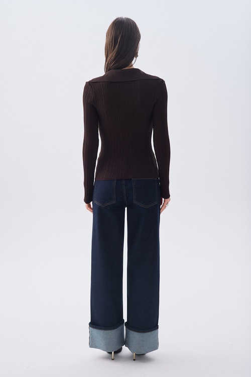 FITTED POLO YAKA FERMUARLI KAZAK