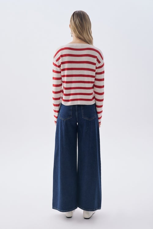 ÇİZGİLİ AÇIK YAKA HIRKA