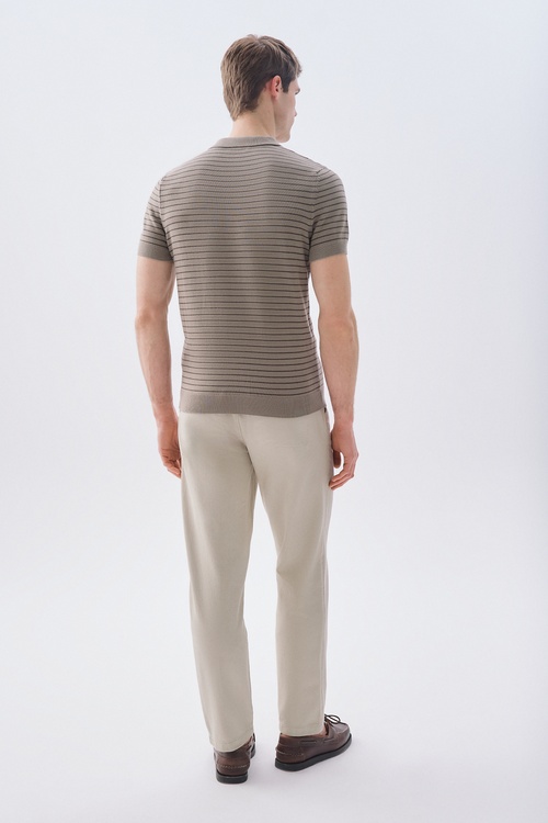 ÇİZGİLİ POLO YAKA KISA KOLLU TRİKO KAZAK