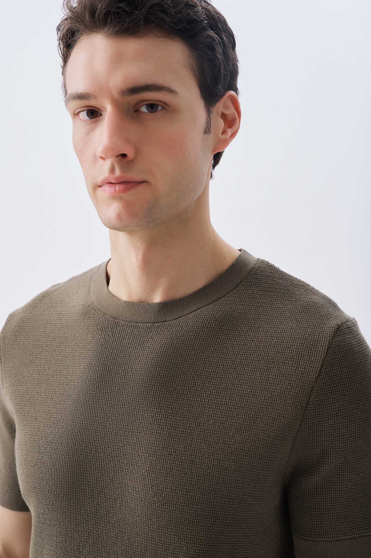 Erkek Siyah Tekstürlü Bisiklet Yaka Kazak