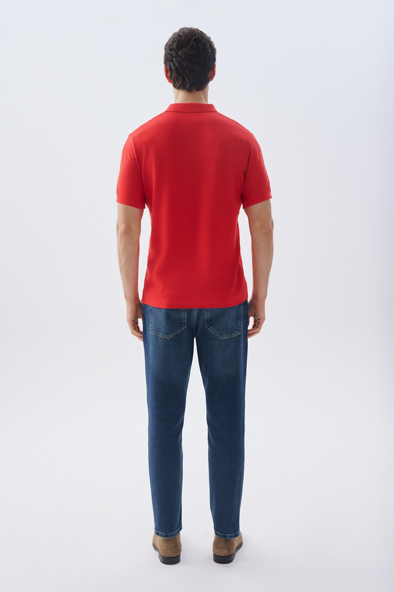 Erkek Yeşil Düğmeli Polo Yaka Kısa Kollu Triko Kazak