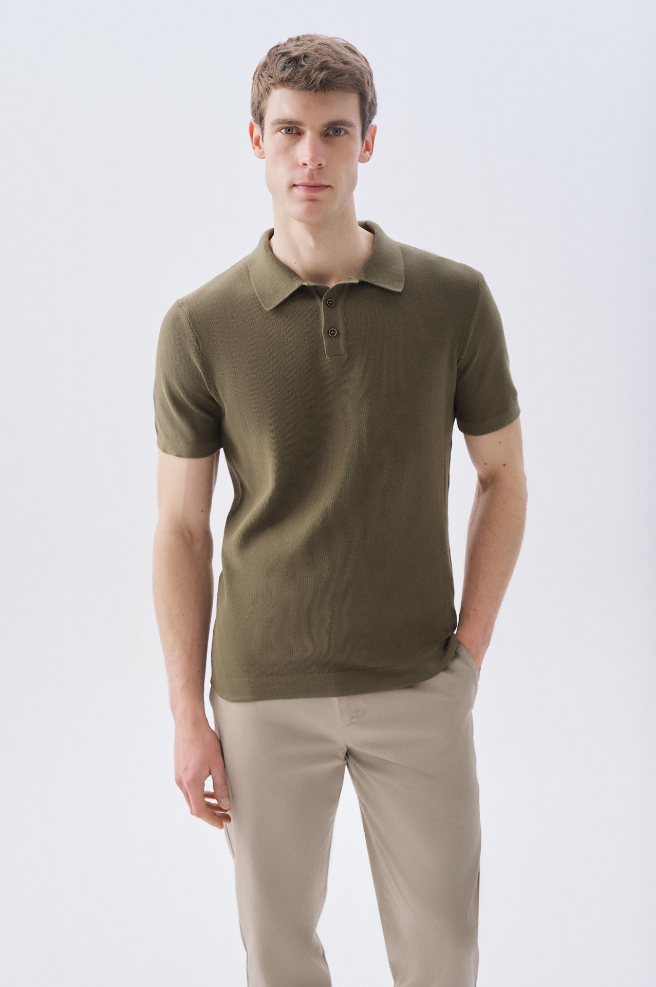 DÜĞMELİ POLO YAKA KISA KOLLU TRİKO KAZAK