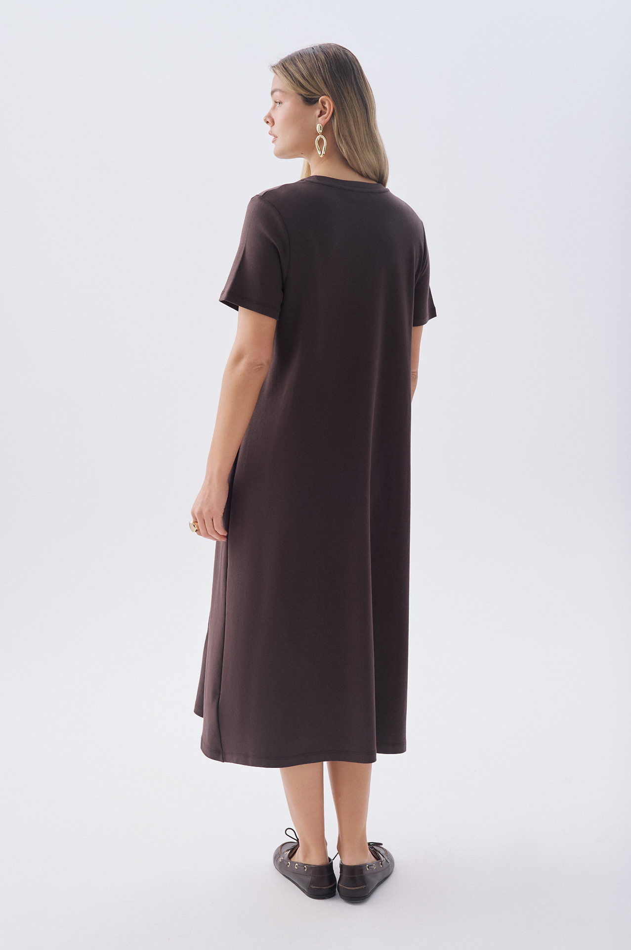 OVERSIZE KISA KOLLU CEPLİ MİDİ ELBİSE