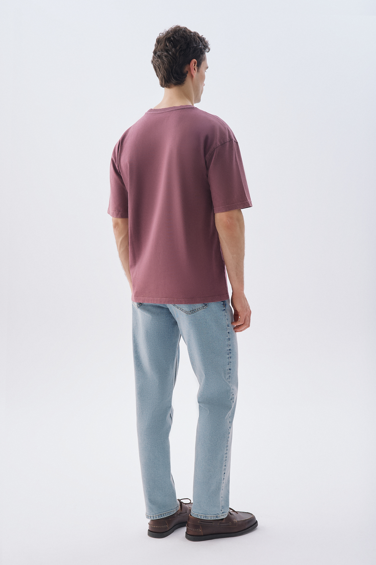 BASKILI OVERSIZE BİSİKLET YAKA T-SHIRT