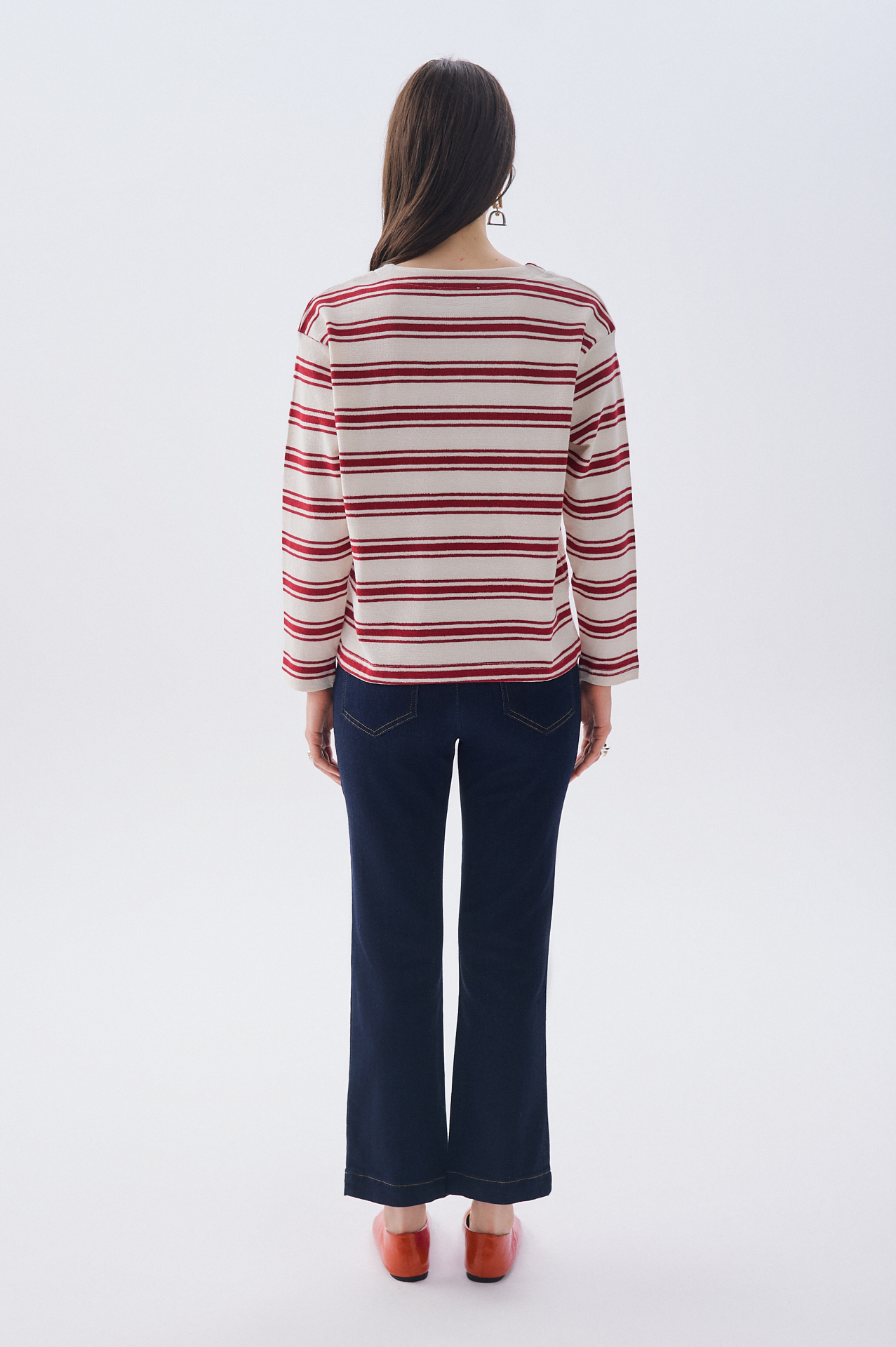 ÇİZGİLİ LOOSE FIT V YAKA SWEATSHIRT