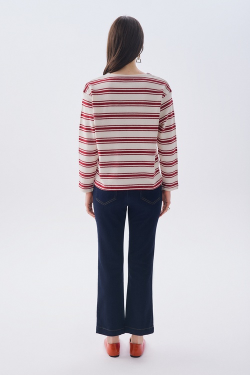 ÇİZGİLİ LOOSE FIT V YAKA SWEATSHIRT