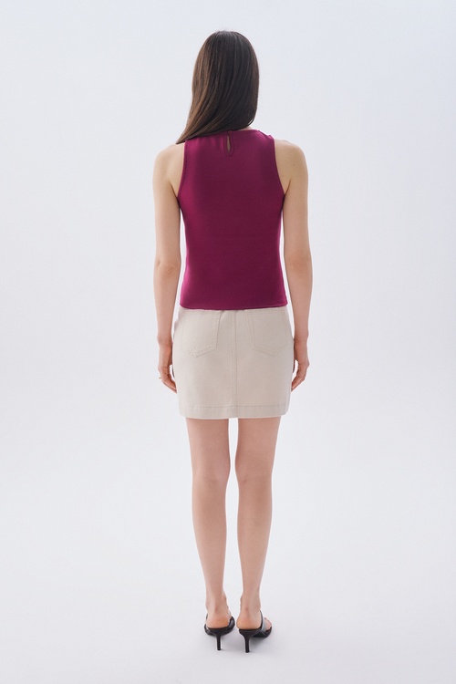 FITTED KOLSUZ BİSİKLET YAKA BLUZ