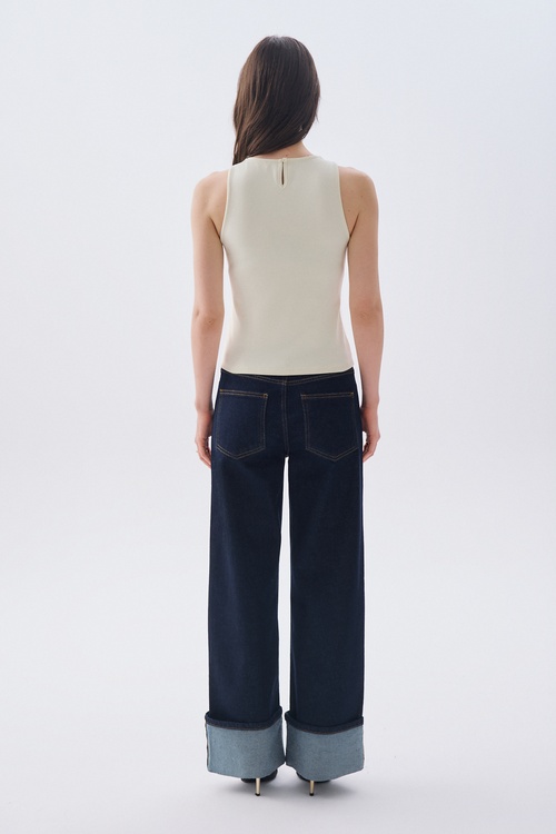 FITTED KOLSUZ BİSİKLET YAKA BLUZ