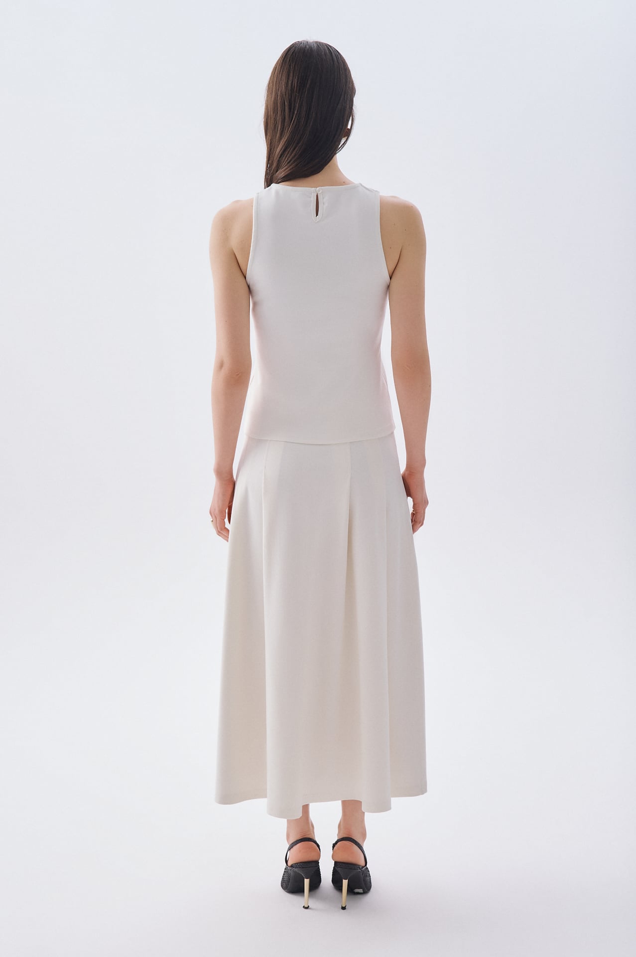 Kadın Ekru Fitted Kolsuz Bisiklet Yaka Bluz