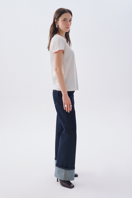 NAKIŞLI BİSİKLET YAKA T-SHIRT