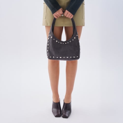 ZIMBALI SÜET GÖRÜNÜMLÜ OMUZ ÇANTASI