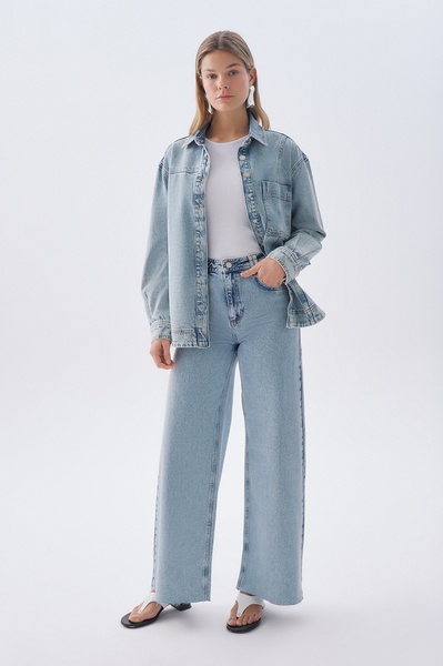 Mudo Kadın Indigo Wide Leg Jean Pantolon