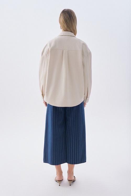 CEP DETAYLI NAKIŞLI OVERSIZE GÖMLEK CEKET