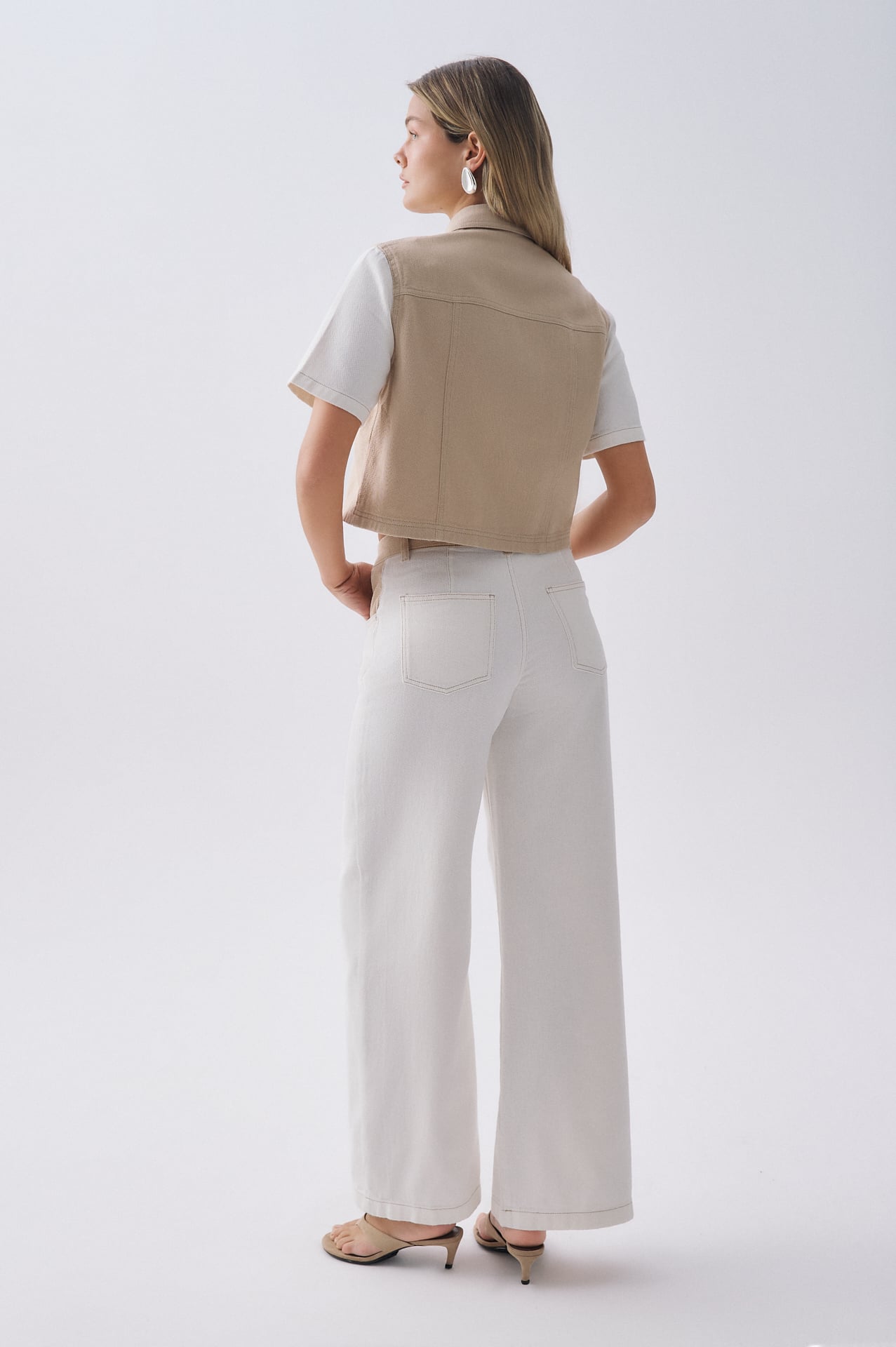 RENK BLOKLU ÇİFT CEPLİ CROP CEKET