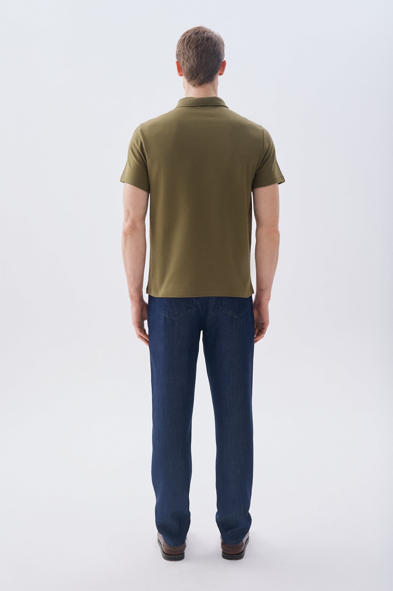 Erkek Kahverengi Fermuarlı Polo Yaka T-Shirt
