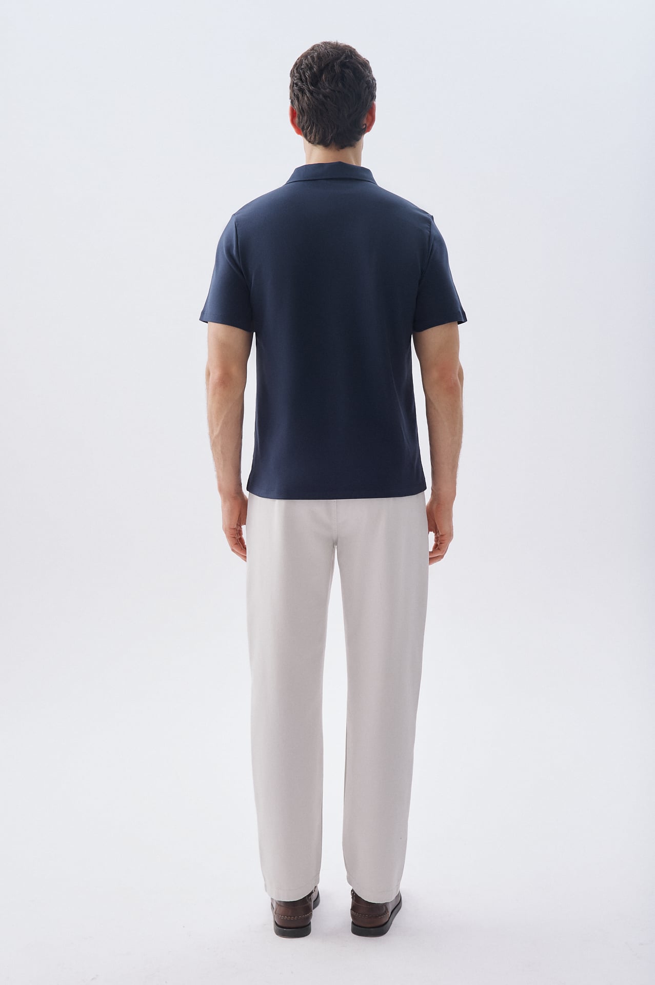 Erkek Lacivert Fermuarlı Polo Yaka T-Shirt