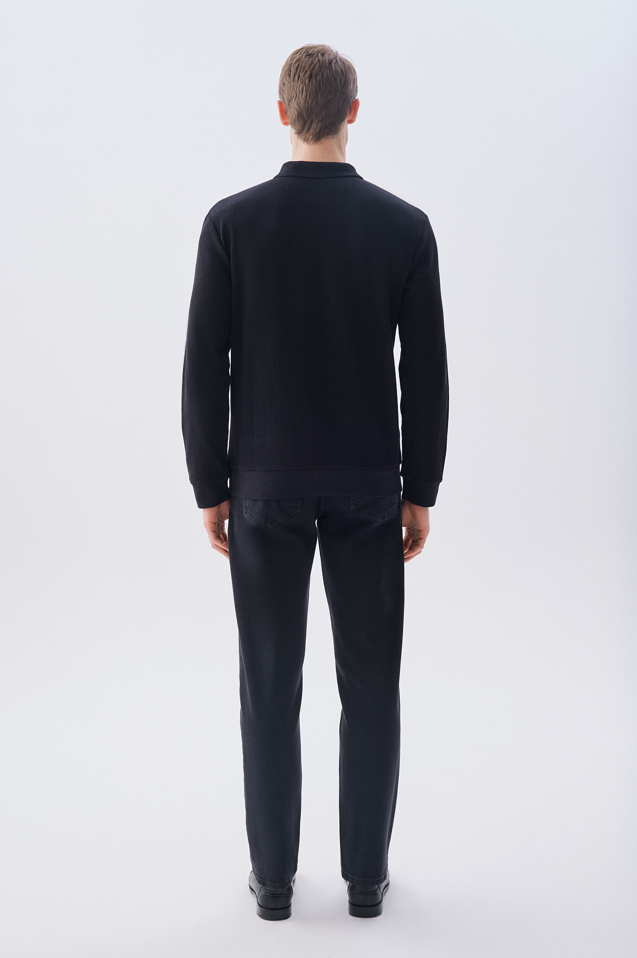 TEKSTÜRLÜ COMFORT FIT POLO YAKA SWEATSHIRT