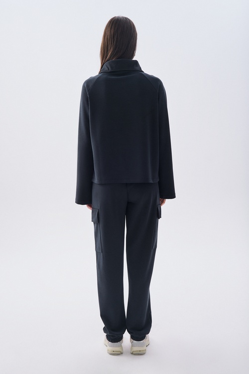 MODAL KARIŞIMLI FERMUARLI POLO YAKA SWEATSHIRT