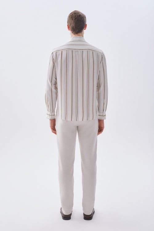 TEKSTÜRLÜ SLIM STRAIGHT FIT PANTOLON