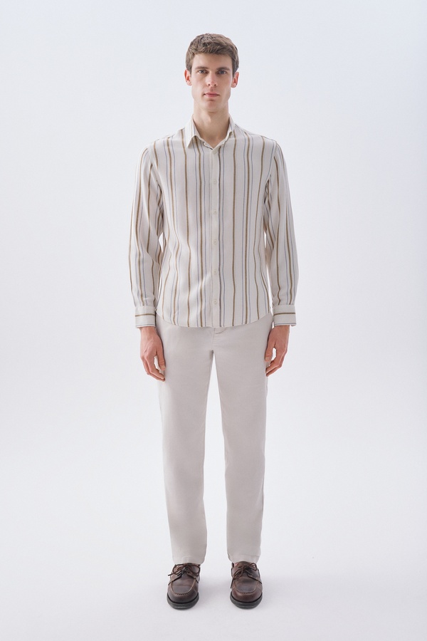 TEKSTÜRLÜ SLIM STRAIGHT FIT PANTOLON