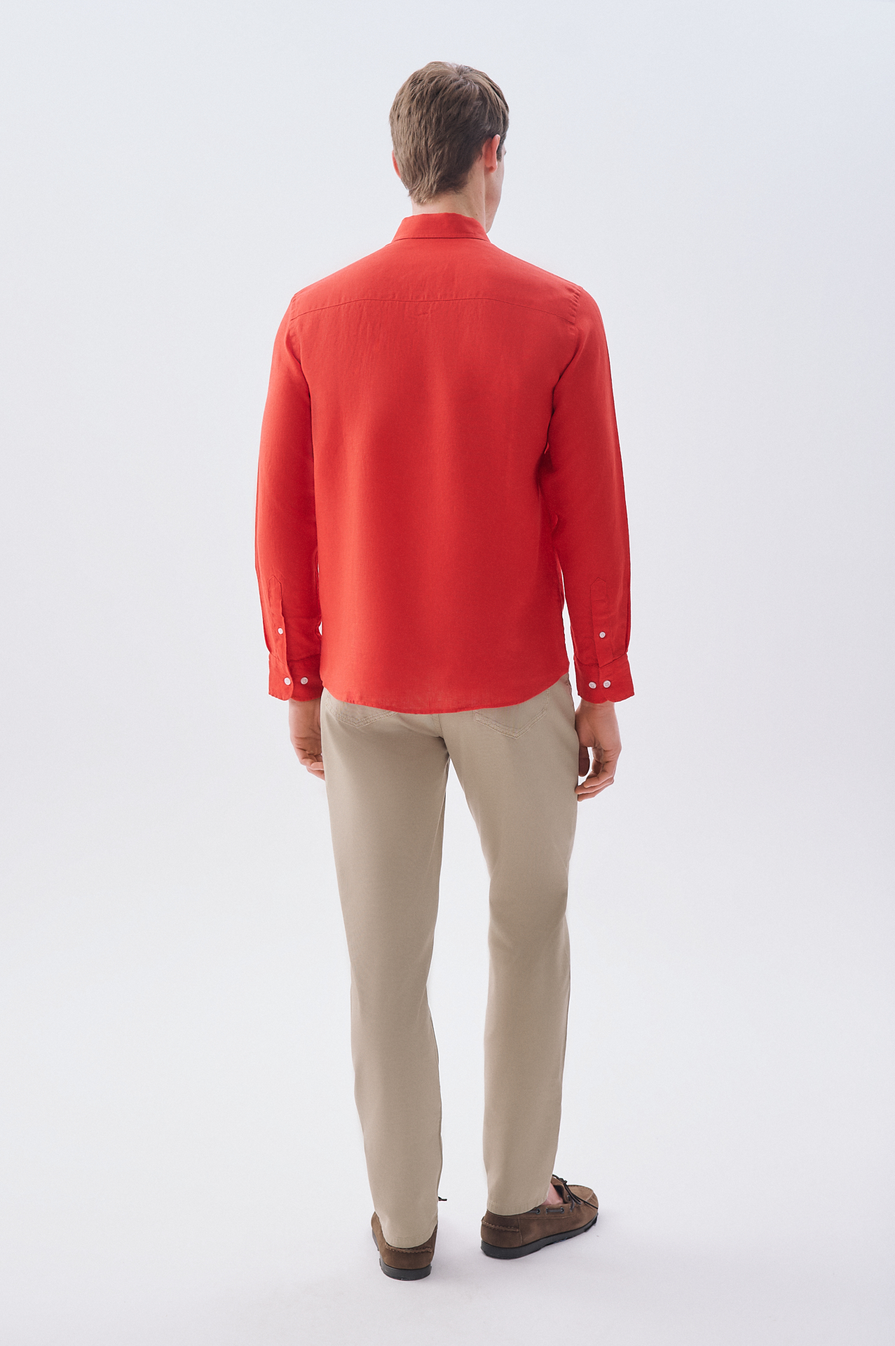 SLIM FIT UZUN KOLLU KETEN GÖMLEK