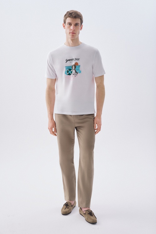 STRAIGHT FIT KETEN KARIŞIMLI PANTOLON