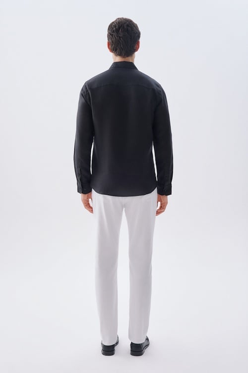 SLIM FIT UZUN KOLLU KETEN GÖMLEK