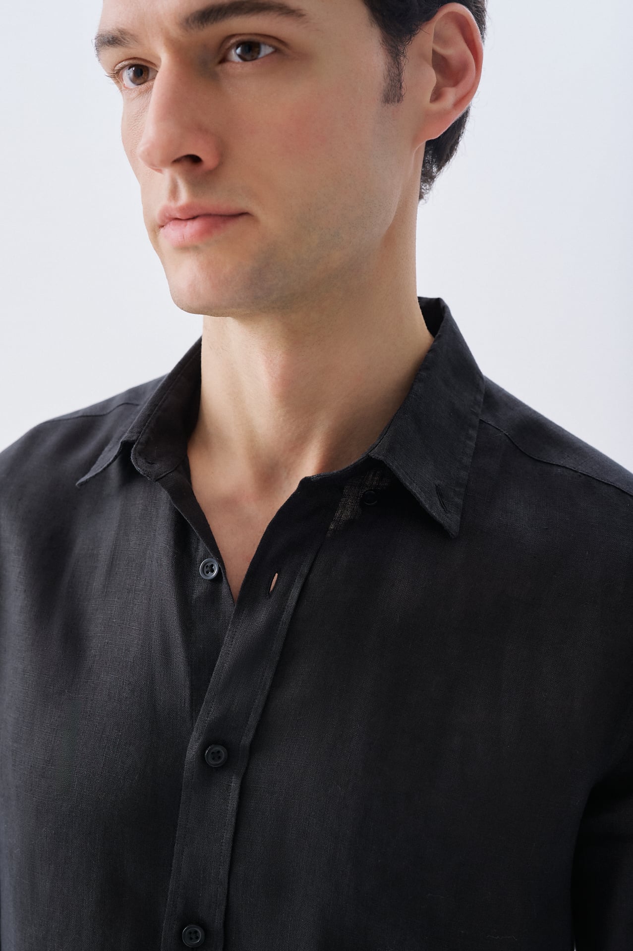 SLIM FIT UZUN KOLLU KETEN GÖMLEK