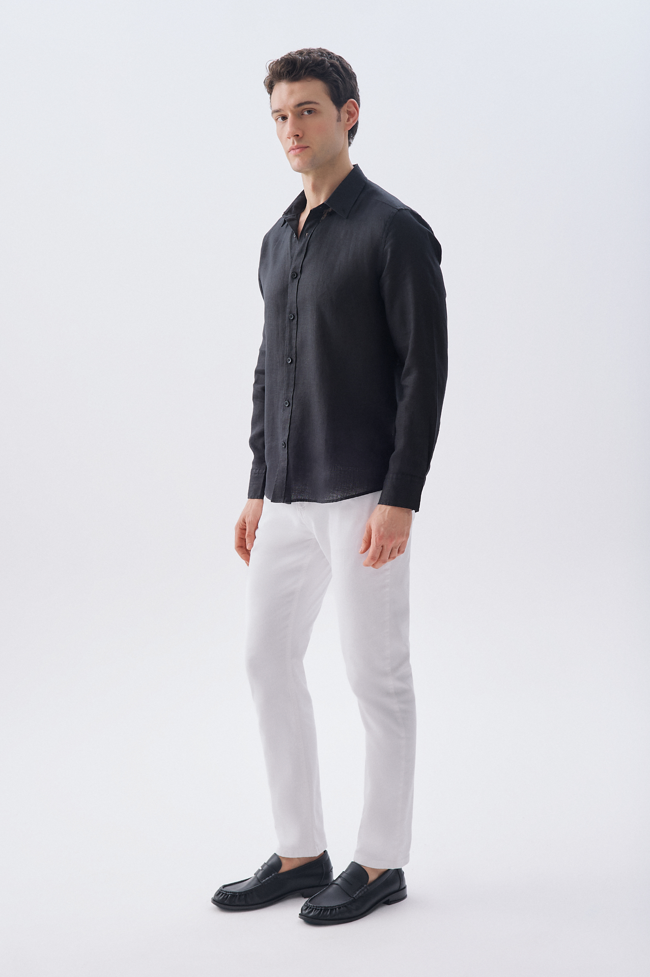 SLIM FIT UZUN KOLLU KETEN GÖMLEK